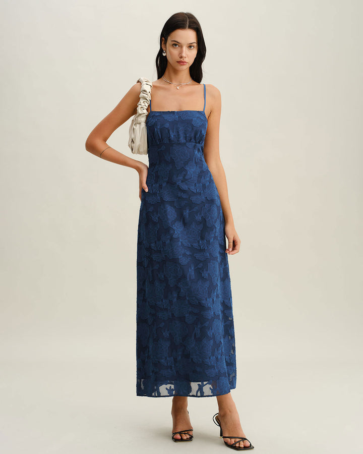 LIORA – JACQUARD SLIP BACKLESS MAXI DRESS