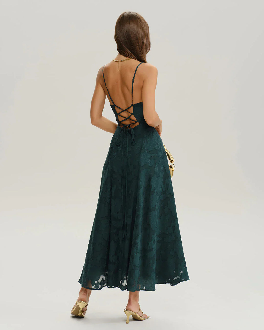 LIORA – JACQUARD SLIP BACKLESS MAXI DRESS
